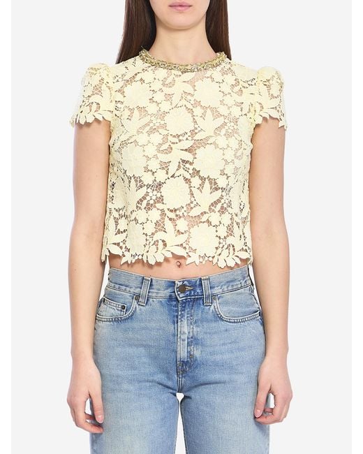 Self-Portrait Blue Lace Top