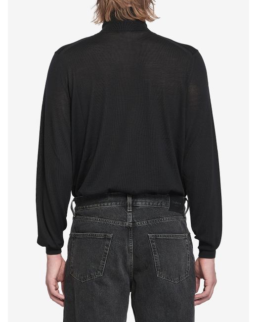 Saint Laurent Black Wool Turtleneck Sweater for men