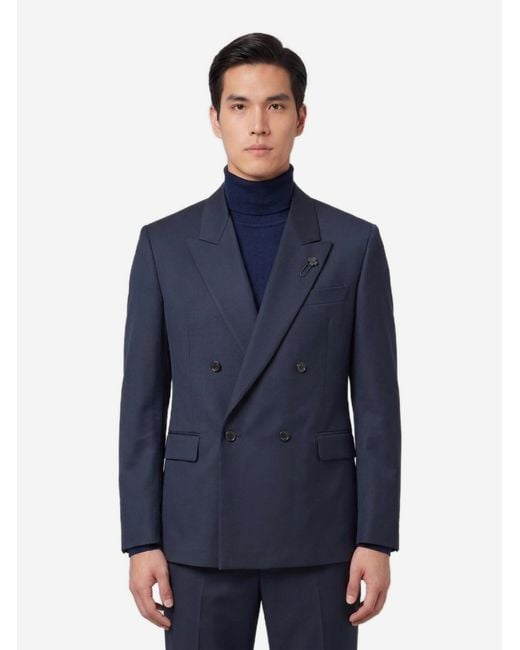 Lardini Blue Dark Feeling Doublebreasted Jacket for men