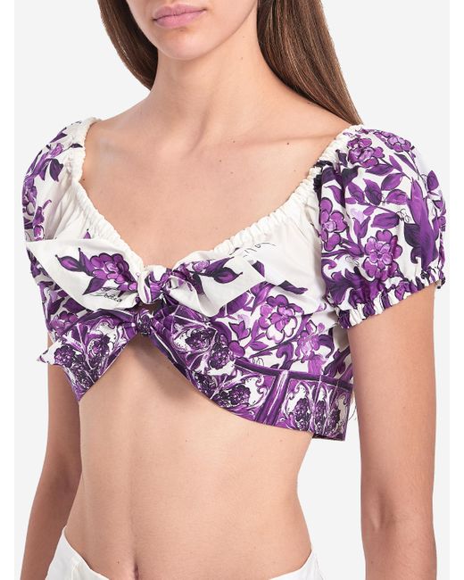 Dolce & Gabbana White Top With Maiolica Print