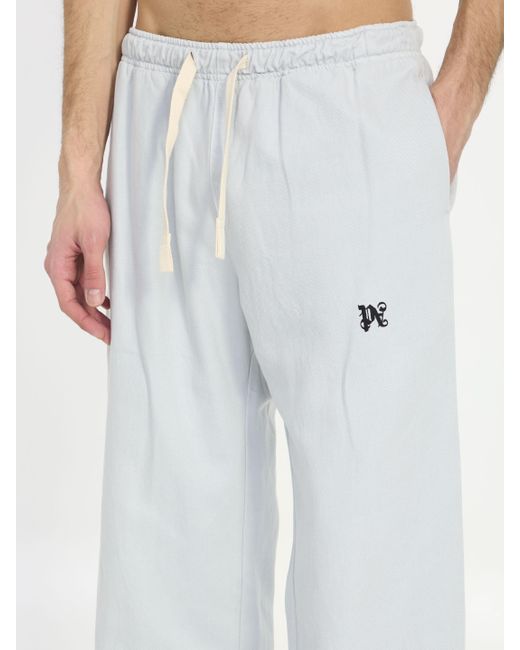 Pantaloni Monogram di Palm Angels in White da Uomo