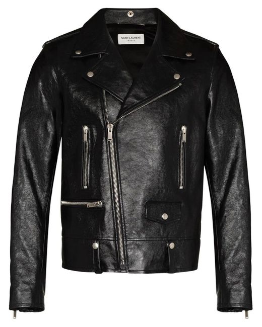 Saint Laurent Black Classic Motorcycle Jacket for men