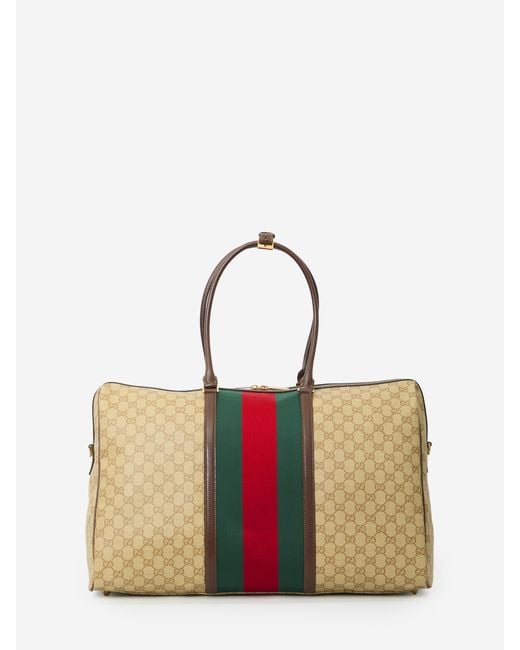 Gucci Natural Medium Gg Duffle Bag With Web Detail for men