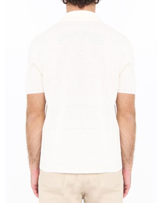 Roberto Collina White Linen Polo Shirt for men