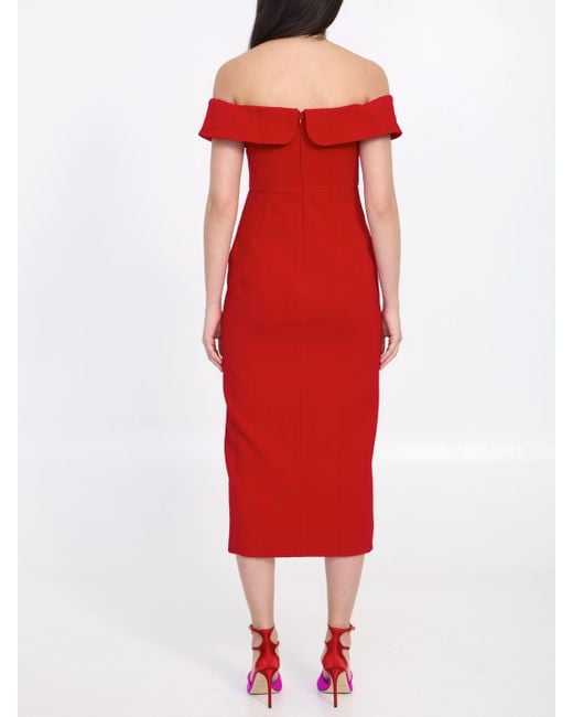 Self-Portrait Red Bow Midi Dress