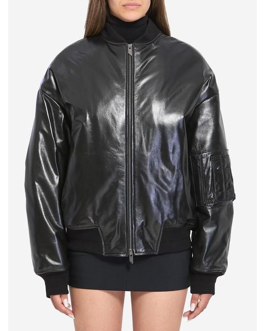 Salvatore Santoro Black Leather Bomber Jacket