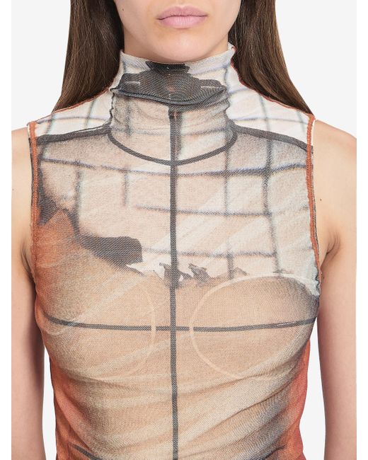 Fire Tank Top di Jean Paul Gaultier in Natural