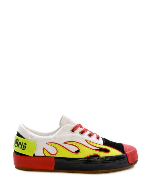 Palm Angels White And Multicolor Flame Sneakers for men