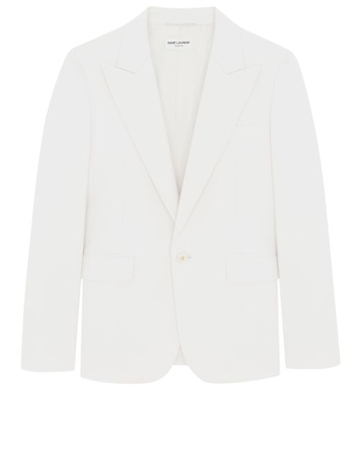 Saint Laurent White Wool Gabardine Jacket for men