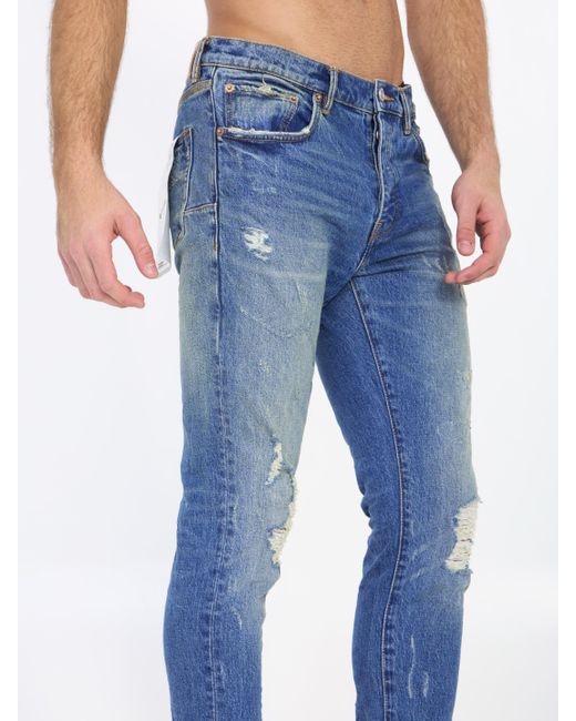 Purple Brand Blue Distressed Jeans for men