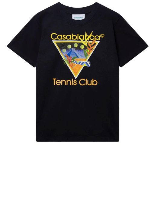 CASABLANCA Black Tennis Club Icon T-shirt for men