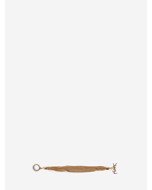 Saint Laurent White Chain Bracelet With Cassandre