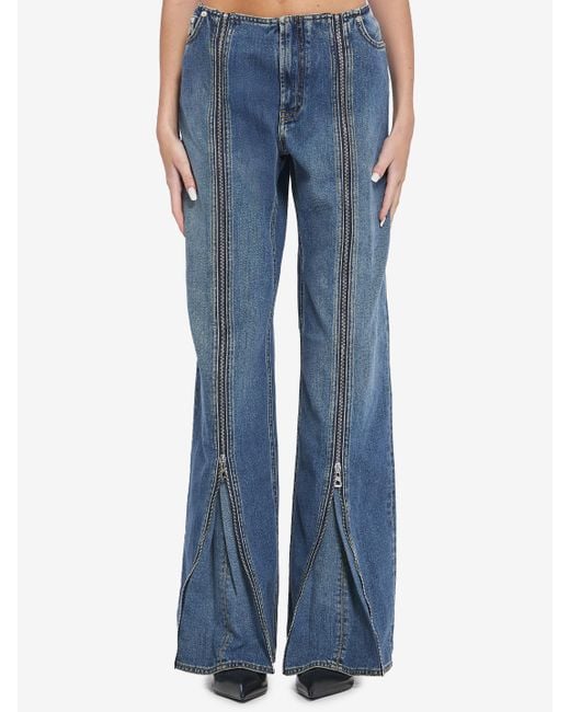 Jean Paul Gaultier Women's Blue Denim Front Zipped Pants