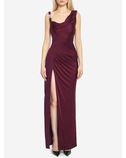 Versace Purple Asymmetrical Evening Dress