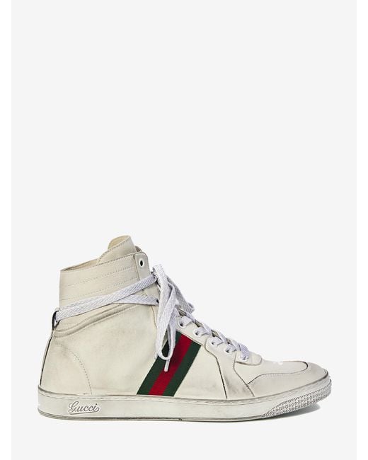 Gucci White Hightop Stretch Sneakers for men