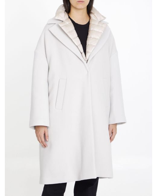 Herno White Layered Wool-blend And Quilted Coat