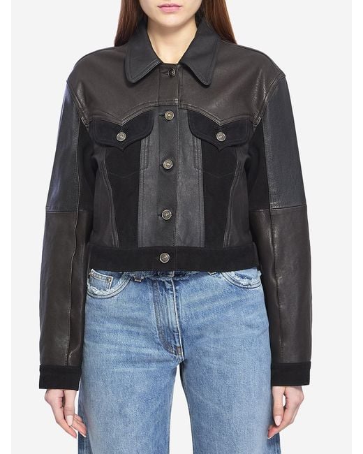 Versace Black Slimfit Leather Blouson