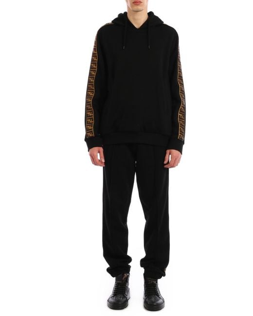 Fendi Logo Panel Hoodie in Black for Men Lyst Canada