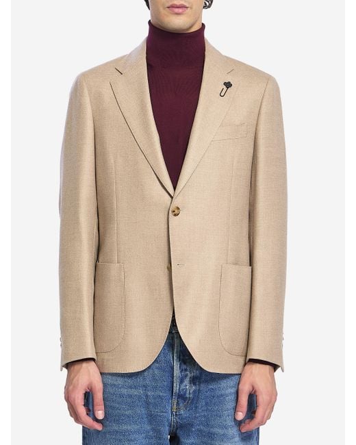 Lardini Natural Singlebreasted Cashmere Jacket for men
