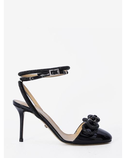 Mach & Mach Black Double Bow Closed Toe Sandals