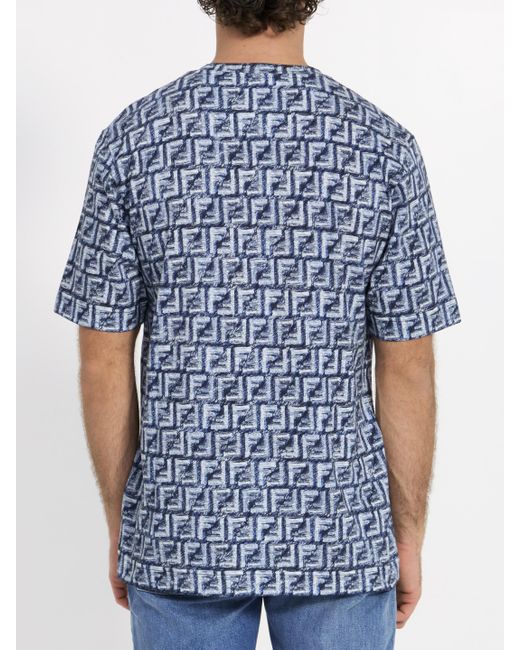 T-shirt girocollo FF di Fendi in Blue da Uomo