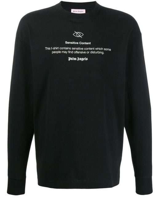 Palm Angels Black Men's Sensitive Content Graphic Long-sleeve T-shirt for men