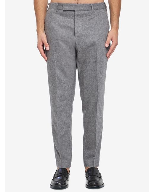 PT Torino Gray Flannel Trousers for men