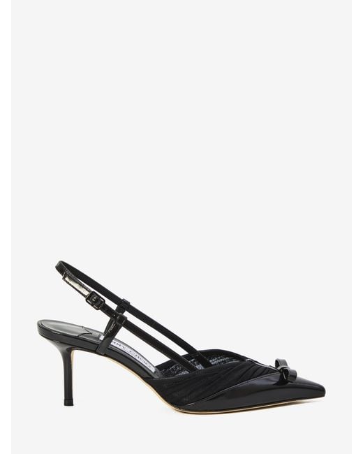 Jimmy Choo Black Afia Mesh Slingback Pumps