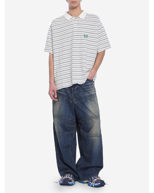 Balenciaga White Polo With Striped Pattern, for men