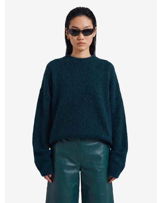 Frankie Shop Blue Bottle Timea Mohair Fuzzy Sweater