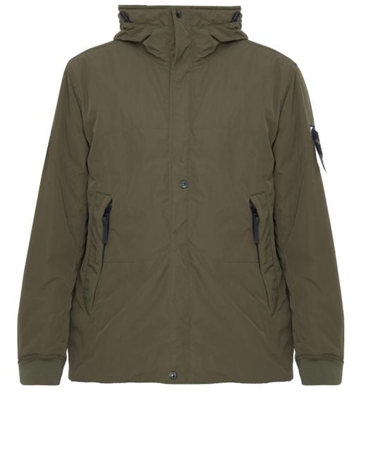 Stone Island Green Micro Twill Parka With Hood for men