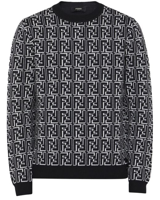 Fendi Black Ff Wool Sweater for men