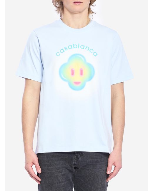 Casablanca White Airbrush Smiley Print Tshirt for men