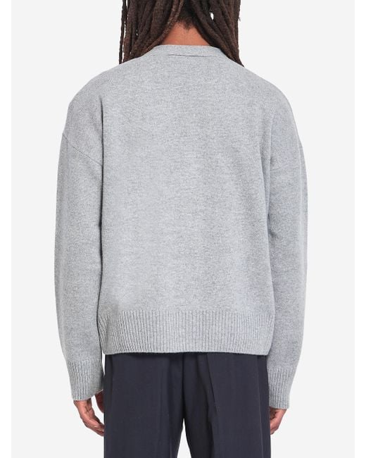 AMI Gray Ami De Coeur Cardigan for men