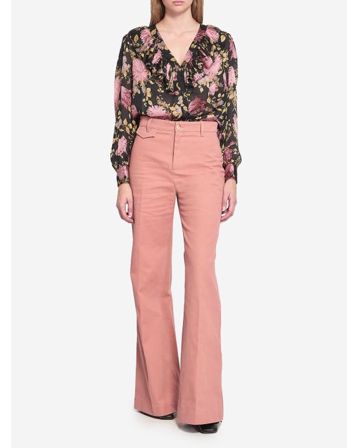 Pantaloni Flared A Vita Alta di Chloé in Pink