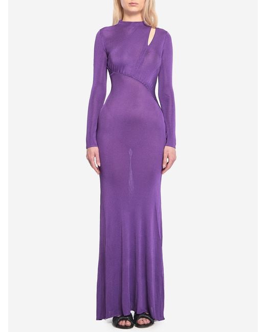 Self-Portrait Purple Long Dress With Cutout