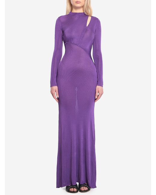 Vestito Lungo Con Cut Out di Self-Portrait in Purple