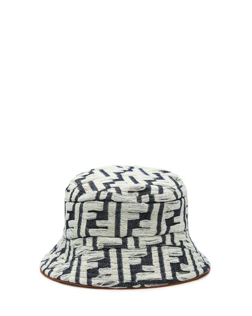 Fendi White Ff Bucket Hat for men