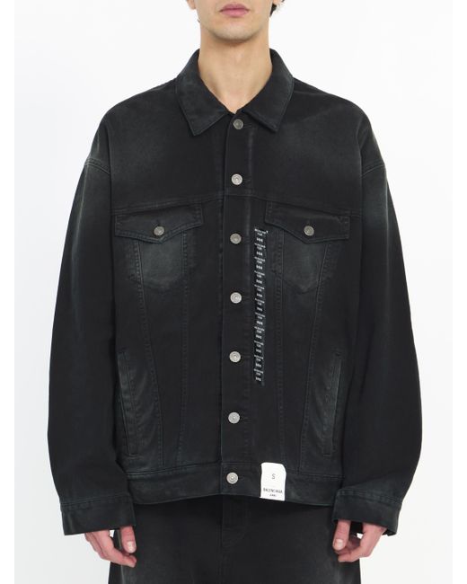 Balenciaga Black Size Sticker Denim Jacket for men
