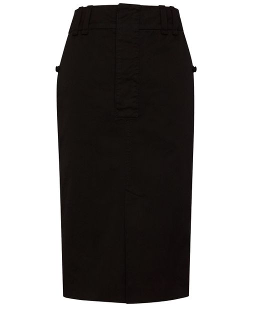 Saint Laurent Black Cotton Pencil Skirt