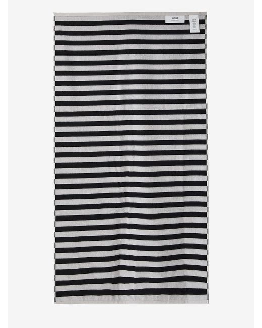 AMI Black Striped Beach Towel for men
