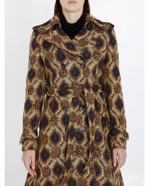 Etro Natural Jacquard-pattern Double-breasted Coat