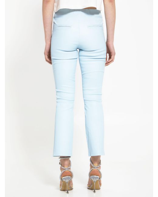 Arma Lightblue Leather Pants Lyst UK