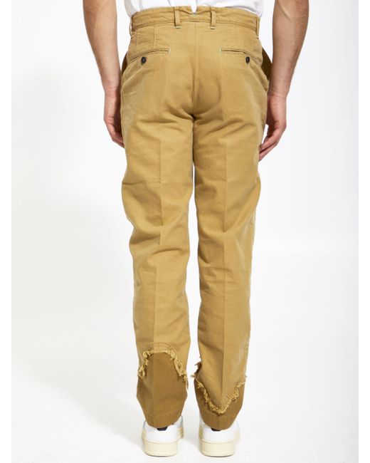 Incotex Yellow Camel Cotton Trousers for men