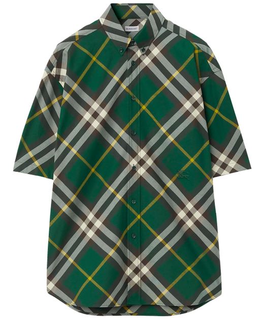 Burberry Green Check Cotton Shirt for men