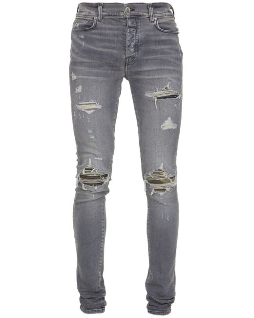 Amiri Denim Distressed Skinny Jeans in Grey (Gray) for Men | Lyst