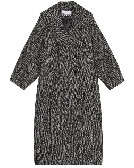 Ganni Gray Herringbone Coat