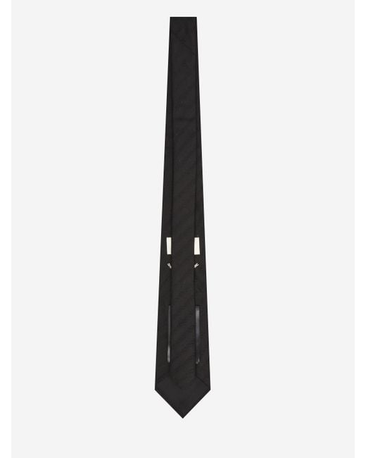 Saint Laurent White Striped Wide Tie for men