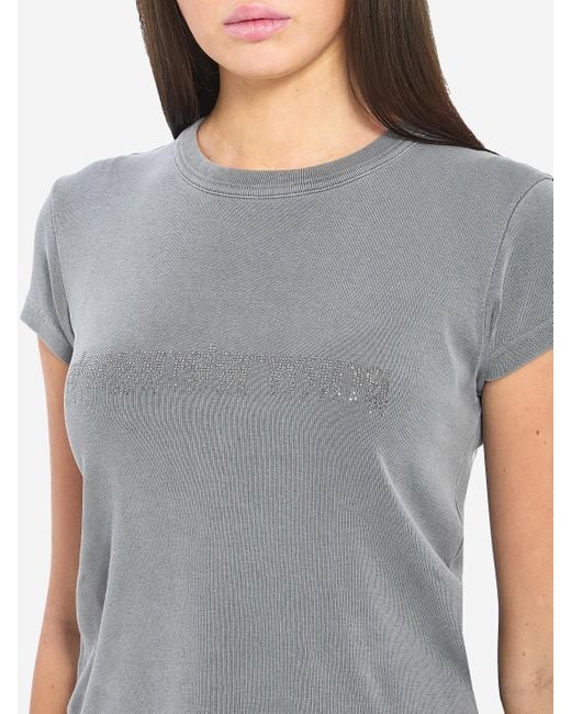 Alexander Wang Blue Baby Tee With Hotfix Graphic