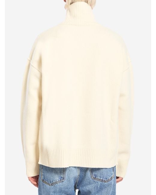 AMI Natural Ami De Coeur Turtleneck Sweater for men
